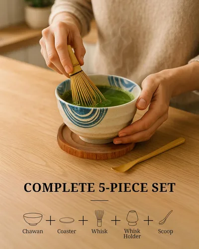 Miniatura 2 de Juego de batidor de matcha, cuenco de chawan, juego de té japonés, cuenco de cerámica para matcha Chasen Scoop APEX S.K. Premium japonés ceremonial