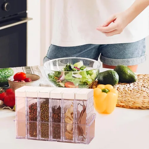 Miniatura 7 de Juego de 12 frascos para condimentos, salero y pimentero, juego de condimentos para condimentos, cajas dispensadoras de especias, botellas #UN