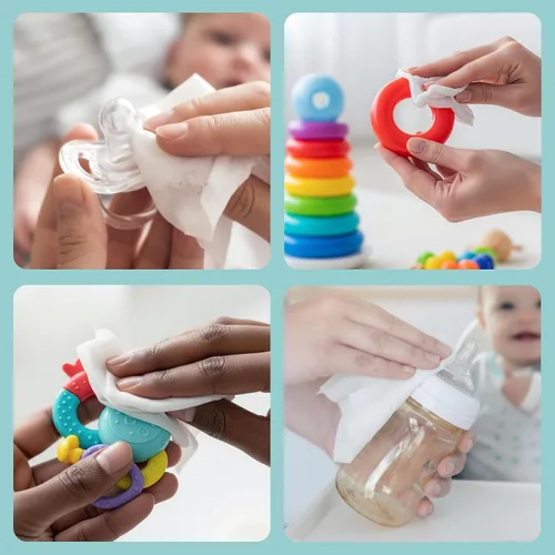 Miniatura 4 de Dr. Fischer Toallitas para chupete, 100% de grado alimenticio, no tóxicas para botellas, chupetes, juguetes, bombas y más