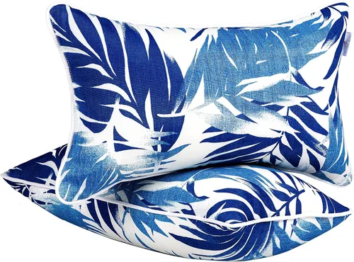 Miniatura 24 de JMGBird Juego de 2 almohadas lumbares para exteriores con relleno de algodón PP para muebles de patio, almohadas decorativas de 12 x 20 pulgadas