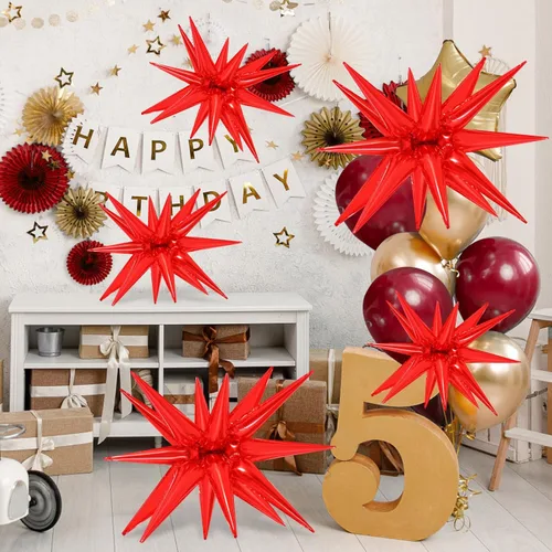 Miniatura 3 de 10 unidades de globos de estrella roja explosión globos de estrella fulgurante globos de cono de papel de aluminio mágicos para decoraciones