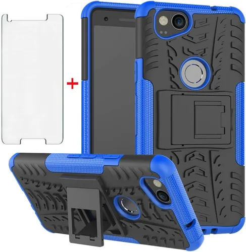 Funda de teléfono para Google Pixel 2 con protector de pantalla y soporte, resistente, híbrida, resistente, accesorios de celda protectora, Pixel2