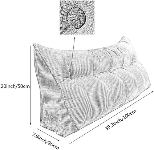 Miniatura 6 de Almohada triangular grande para cabecero, tamaño individual, almohada larga de cuña de color sólido, almohada de lectura de televisión para sofá