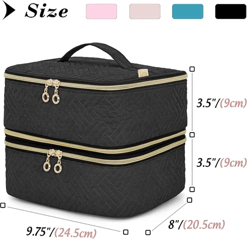 Miniatura 5 de LUXJA Organizador de esmalte de uñas desmontable de 2 capas, 60 botellas, Negro