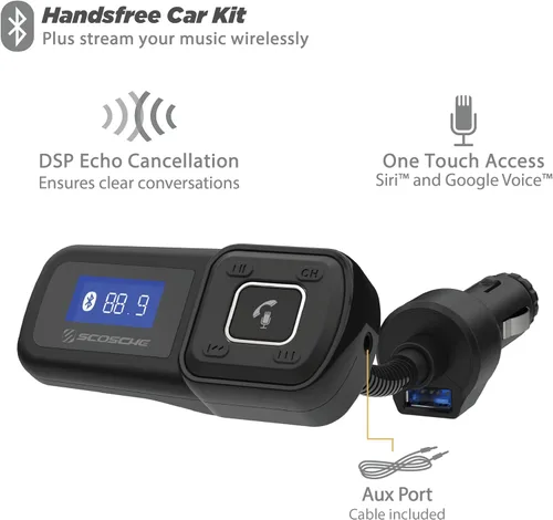 Miniatura 2 de Scosche BTFM2A BTFREQ Kit universal Bluetooth manos libres para coche con transmisor FM digital y cargador de coche USB de 10 W, transmisión