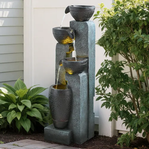 Miniatura 3 de Fuente de agua para jardín, 40 pulgadas, fuente de agua para uso al aire libre en patio, jardín, patio trasero y decoración del hogar Gris1