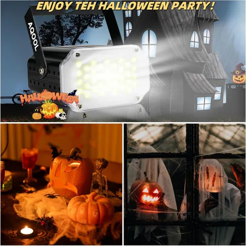 Miniatura 6 de Luz estroboscópica de Halloween, 36 luces LED estroboscópicas blancas superbrillantes, activadas por sonido y control de velocidad de flash, mini