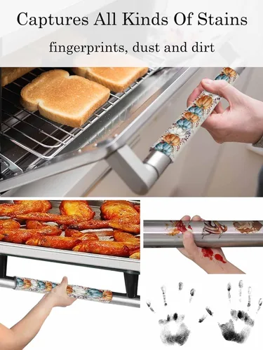 Miniatura 4 de Juego de 2 fundas de arpillera otoñal para manijas de puerta de refrigerador, para lavavajillas, microondas, horno, nevera, estufa