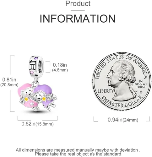 Miniatura 5 de Pandach 12 Zodiac Sign Birthday Charms 925 Sterling Silver Birthstone Charms Fits Women's Charm Bracelet Necklace Bangle Gifts for Girls Friends
