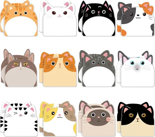 Miniatura 11 de Yinder 24 blocs de notas adhesivas divertidas Kawaii de animales, notas adhesivas de dibujos animados a granel, regalo autoadhesivo para San
