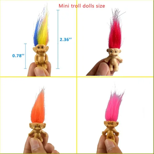 Miniatura 3 de Yintlilocn 50 mini muñecos Troll de PVC vintage, mini figuras de acción de 1.2 pulgadas para tartas cromáticas, adorable colección de chicos