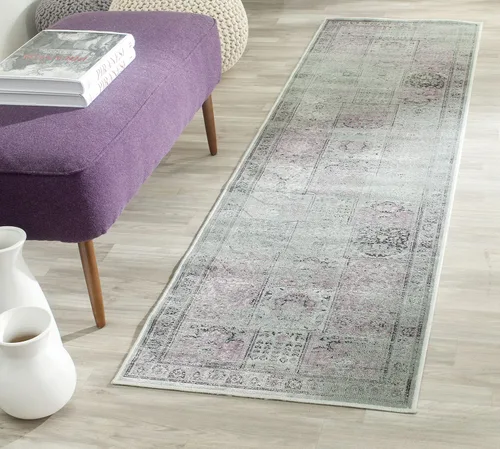 Miniatura 4 de SAFAVIEH Vintage Collection - Alfombra de pasillo de 2 pies 2 pulgadas x 6 pies, morado y fucsia, viscosa, diseño oriental envejecido