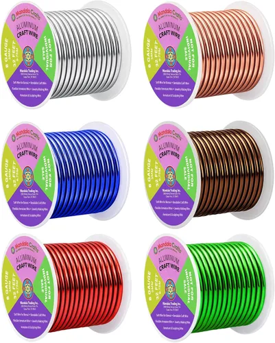 Miniatura 399 de Mandala Crafts - Alambre de aluminio anodizado de 8 calibre para hacer joyas - 9.75 m de alambre flexible negro colorido - Flexible para bonsái