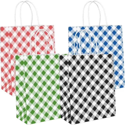 Miniatura 9 de ECOHOLA Bolsa de papel de 4 colores, 16 bolsas de regalo pequeñas, bolsa de regalo envuelta con asas para cumpleaños, baby showers, manualidades