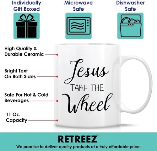 Miniatura 28 de Retreez Taza divertida – This Girl Runs on Coffee + Jesus - Tazas de café de cerámica de 11 onzas – Divertido, sarcasmo, sarcástico, motivacional