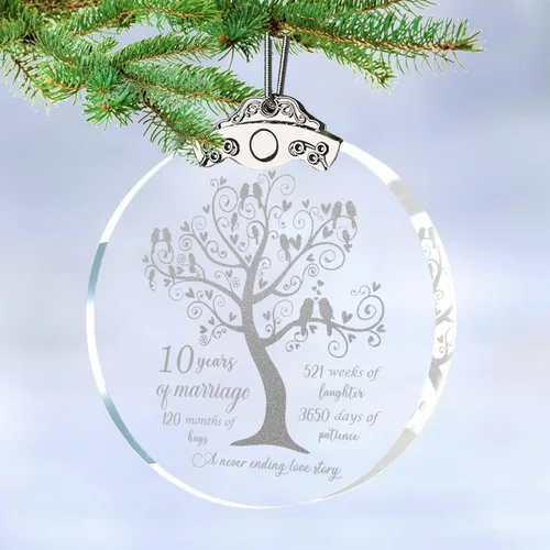 Miniatura 3 de Adorno de 10 años para él y ella, regalo de 10º aniversario de boda, 10º para pareja, 10 años para esposa, marido, adorno de Navidad de 3 pulgadas