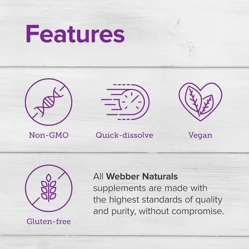 Miniatura 2 de Webber Naturals Vitamina B12 10,000 mcg, ultra fuerte, 40 unidades, tabletas sublinguales B12 de disolución rápida, suplemento vitamínico para apoyo