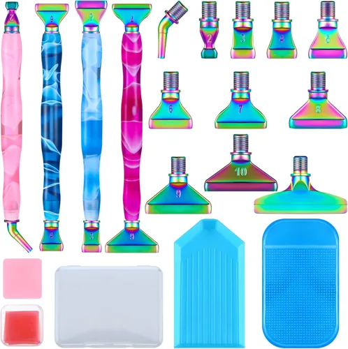Fuutreo 23 bolígrafos de arte de diamante, herramientas de pintura, accesorios de pintura de diamante 5D, 4 bolígrafos de arte, kits de puntas de