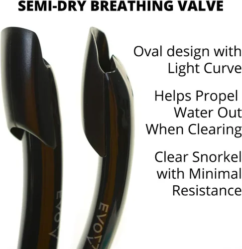 Miniatura 3 de EVO Snorkel semi seco de vapor - Equipo de snorkel - Snorkel para máscara de snorkel - Equipo de snorkel - Snorkel de buceo Negro