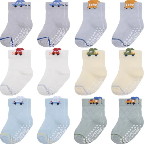 Miniatura 7 de Calcetines antideslizantes para bebés y niños pequeños, de algodón, 12 unidades, calcetines de tobillo lindos para recién nacidos, niños y niñas