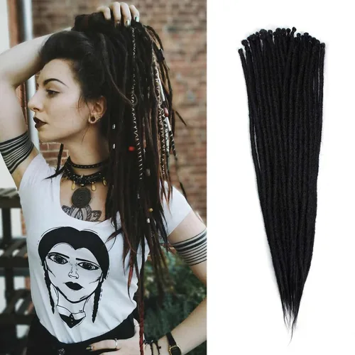 Miniatura 64 de 15 extensiones de rastas de doble extremo, 24 pulgadas, extensiones de rastas falsas de 0.6 pulgadas, color marrón degradado, extensiones de rastas