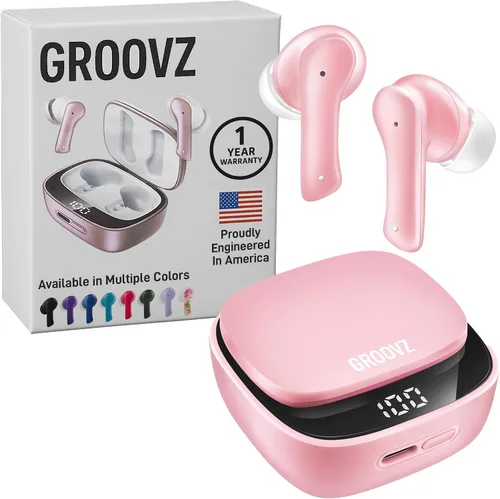 Miniatura 17 de Auriculares inalámbricos verdaderos Groovz con estuche de carga - Diseñados y fabricados en Estados Unidos - Auriculares Bluetooth resistentes al
