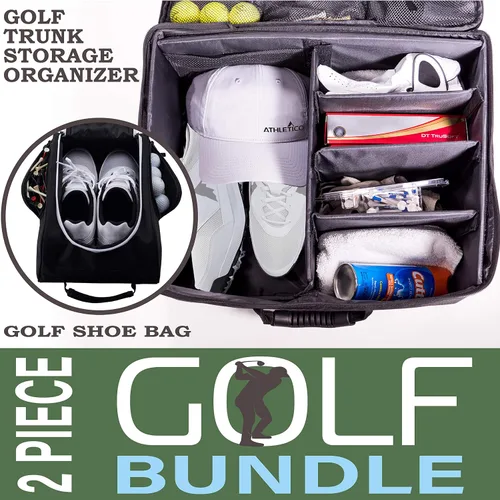 Miniatura 7 de Athletico Organizador de maletero de golf + bolsa de zapatos (negro)