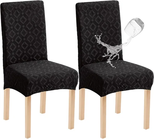 Miniatura 23 de Genina Juego de 4 fundas impermeables para sillas de comedor, extraíbles y lavables, color beige grande