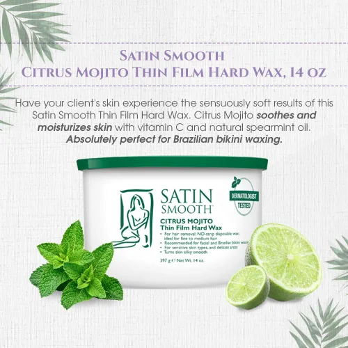 Miniatura 3 de Satin Smooth Cera Dura de Película Fina Citrus Mojito - Cera para Depilación, Depilación Sin Tiras para Piel Sensible, Ideal para Cabello Fino a
