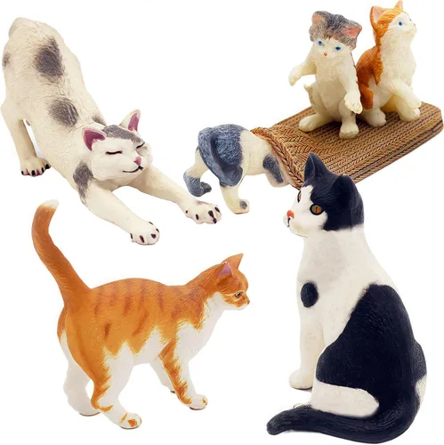 Miniatura 3 de Gemini&Genius 6 juguetes de gato para niños, figuras de gato, gatitos realistas para niños pequeños, juguetes divertidos de animales para mascotas