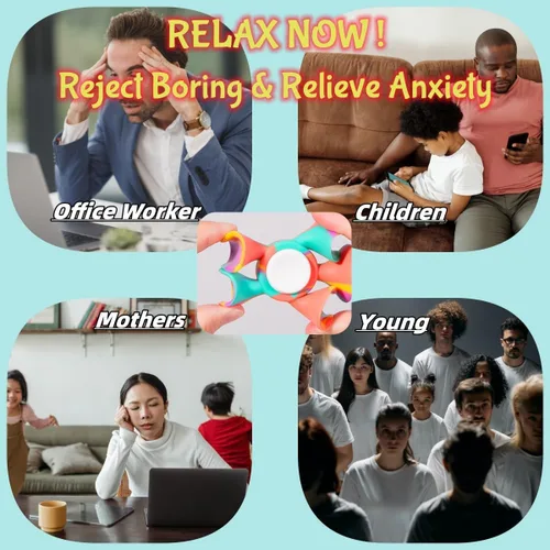 Miniatura 4 de Paquete de 4 Fidget Spinner con ventosa – Juguete sensorial seguro y suave para aliviar la ansiedad para adultos y niños de 8 a 12 años Juego