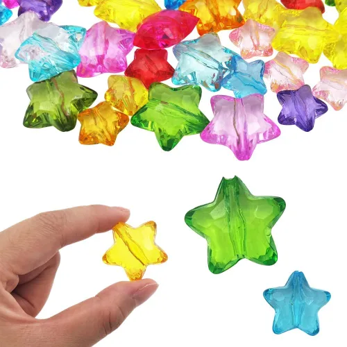 Miniatura 7 de INSPIRELLE 250 Piezas Cuentas de Acrílico en Forma de Estrella 2 Tamaños Cuentas en Cuenta para Hacer Joyería Artesanal
