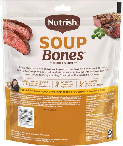 Miniatura 3 de Nutrish Soup Bones Masticables Premium para Perros con Carne de Res Real y Cebada, Relleno de Media Navideña para Perros, 6 Masticables (Rachael Ray)