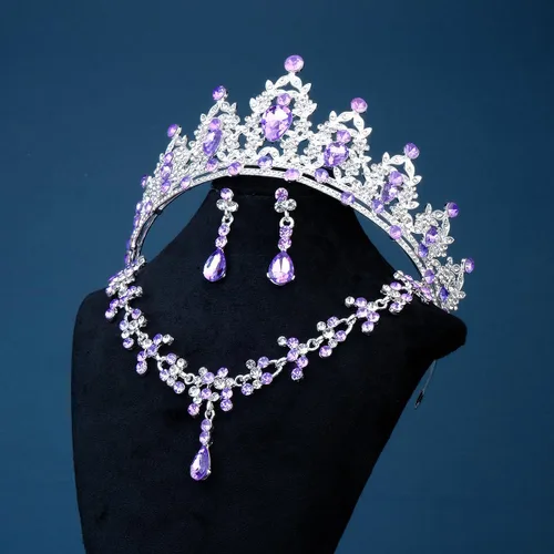 Miniatura 5 de PRINCESS BRIDE Women Jewelry Set Tiara Set with Earrings and Necklace Gold Gothic Rhinestone Bridesmaid Jewelry Set for Wedding Costume Hair