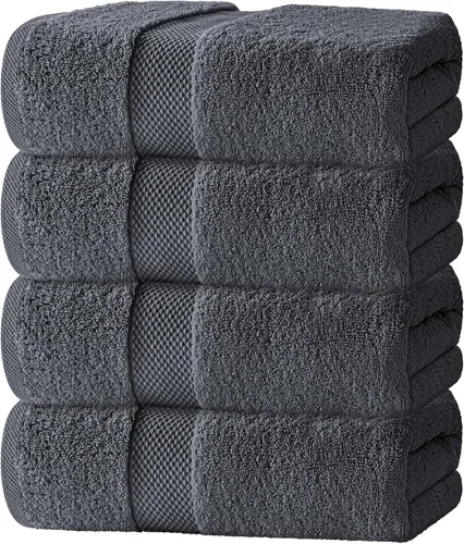 Miniatura 13 de White Classic - Juego de toallas de baño de lujo, grandes, 4 piezas - 700 GSM de algodón turco ultra suave, 27 x 54 pulgadas Toallas de baño