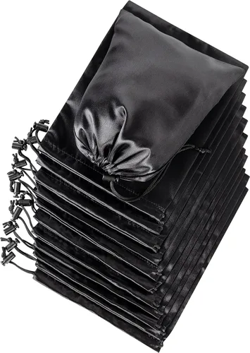 Miniatura 11 de PALTERWEAR Bolsas de satén lisas con cordón y palanca para artículos delicados - Lencería, pelucas, zapatos, seda (negro, 7 x 9 pulgadas)