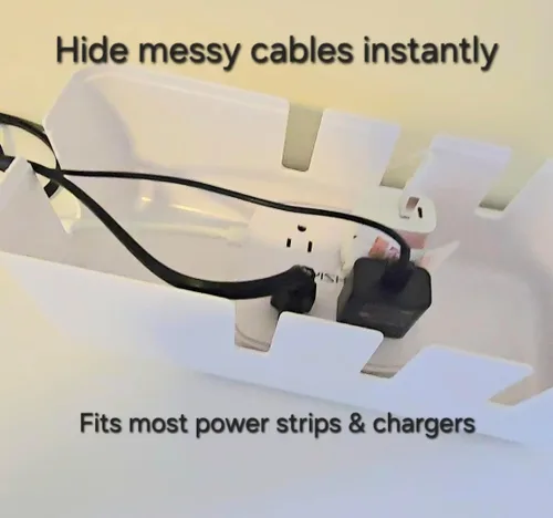 Miniatura 4 de Juego de 2 cajas de organización de cables, organizador de cables con tapa de bambú, caja organizadora de cables grande y mediana para escritorio