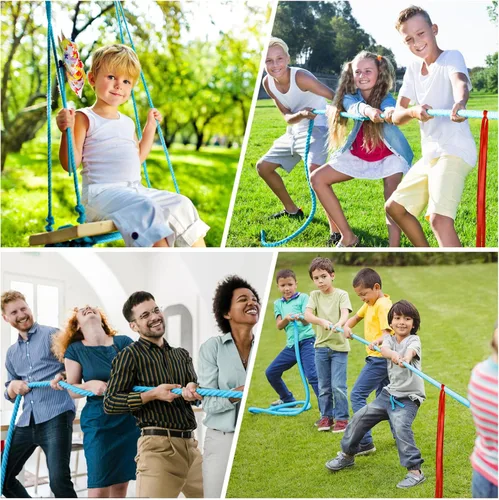 Miniatura 2 de NEBURORA Cuerda de tira y afloja de 20 pies para adultos, juegos al aire libre, día de campo, reunión familiar, verano, patio trasero, césped, Azul