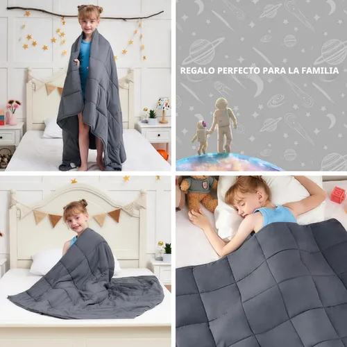 Miniatura 9 de yescool Manta con Peso de 5 Libras Manta de Regazo con Peso Refrescante, Manta Pesada Gris para Dormir, Manta con Peso de Regalo para 40-60 libras