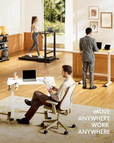 Miniatura 6 de FLEXISPOT H7 Plus - Escritorio de pie ajustable con resorte de gas, estación de trabajo móvil con rueda, escritorio inalámbrico para habitación