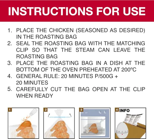 Miniatura 5 de Bolsas para asar en horno, asar en bolsas de carne y mariscos, accesorios de cocina para cocinar, transparentes, paquete de 10, medianas