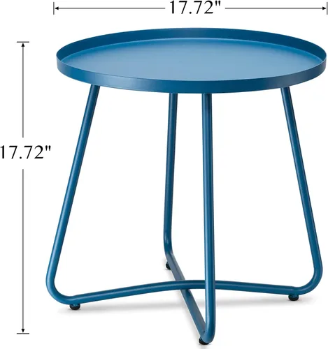 Miniatura 3 de danpinera - Mesa auxiliar de acero resistente a la intemperie, metal, redonda y pequeña para exteriores, para patio, balcón, jardín y mesita