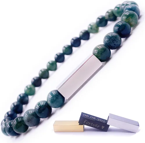 Miniatura 22 de Pulseras de cuentas personalizadas, Pulsera de piedras preciosas de 0.236 in, Pulsera grabada con láser, Pulsera de piedra natural, Pulseras unisex