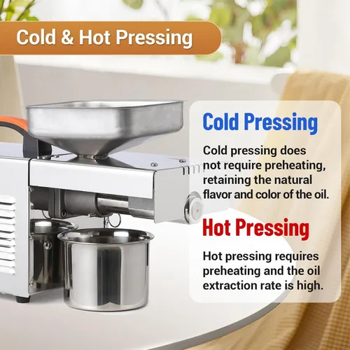 Miniatura 4 de Máquina de prensa de aceite de 900 W, extractor automático de prensa de aceite eléctrico frío y caliente, acero inoxidable 304, ideal para prensar