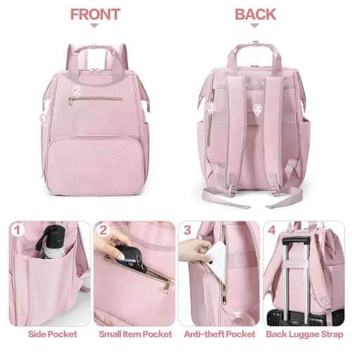 Miniatura 7 de Fasrom Mochila portátil para sacaleches con enfriador y bolsa de mano, compatible con bombas manos libres Momcozy Medela y Elvie, color rosa