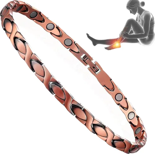 Miniatura 7 de Tobillera de cobre para mujer, 99.99% de cobre puro con imanes
