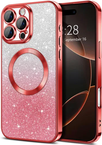 Miniatura 142 de Hython Funda para iPhone 13 Pro transparente con purpurina magnética [compatible con MagSafe] Protector completo de lente de cámara delgado