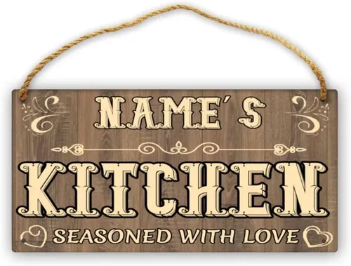 Miniatura 9 de Letrero de cocina de madera personalizado con sazonado con amor, accesorios de cocina, decoración de pared, regalos