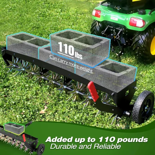 Miniatura 7 de Suchtale Aireador de Remolque de 40 Pulgadas con Púas de Acero Galvanizado, Aireador de Césped Duradero Penetrador de Suelo con Púas y Barra