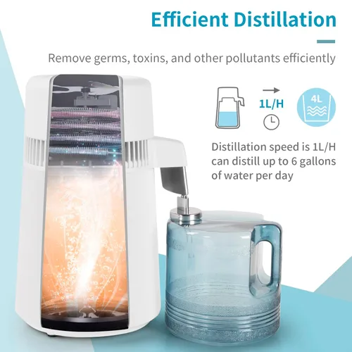 Miniatura 2 de ROVSUN【Actualizado】Destilador de agua de 1.1 galones/4L con material ignífugo, recipiente sin BPA e interior de acero inoxidable para el hogar